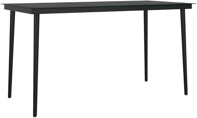 Afuera Living Powder-Coated Steel Patio Dining Set, Black Finish, 5-Piece Set with Rectangular Glass Table and Multi-Position Chairs, Weather-Resistant Outdoor Furniture for Garden, Patio, Terrace Use