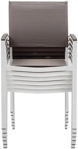 Pemberly Row 11-Piece Modern Aluminum Patio Dining Set, Gray/White Finish, Includes 71-Inch Dining Table, 6 Stackable Chairs, 4 Reclining Loungers, Durable Weather-Resistant Outdoor Furniture for