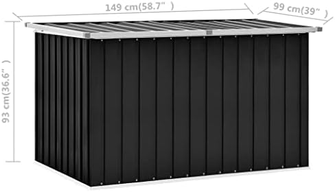 Garden Storage Box, Galvanized Steel Outdoor Container for Patio and Garage Organization, Durable Lid for Pool and Lawn Use, Ideal for Deck and Furniture Storage