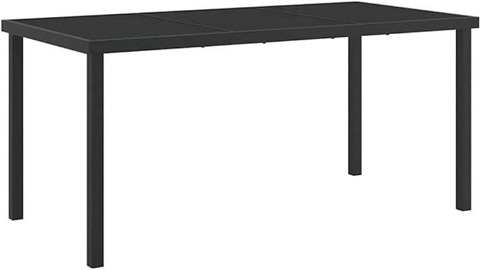 Afuera Living 5 Piece Poly Rattan Patio Dining Set, Black Finish, Tempered Glass Table, Cushioned Seats, Powder-Coated Steel Frame, UV-Resistant, Modern Outdoor Furniture for Garden or Patio