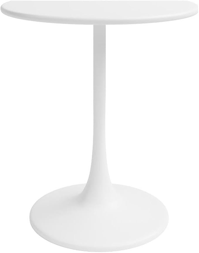 Afuera Living Mid-Century Steel 24" Outdoor Bistro Table, White Finish, Round Top Design, Weatherproof Metal Construction, Space-Saving Base, Minimalist Style for Patio, Balcony, or Indoor Use
