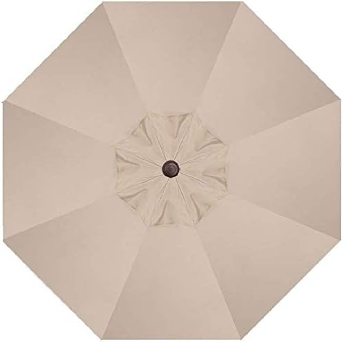 Treasure Garden Octagonal 9 ft Patio Umbrella - Outdoor Furniture Table Umbrella – Push-Button Tilt – Bronze Aluminum Frame (Obravia, Khaki)