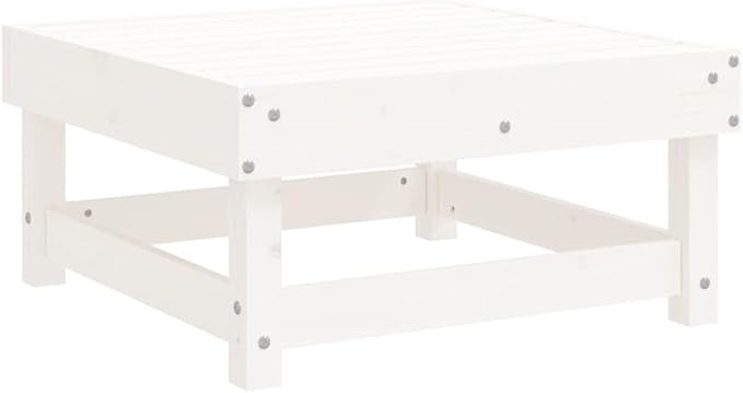6 Piece Patio Lounge Set White Solid Pine Wood Outdoor Furniture, Modular Garden Conversation Set with Ottoman Coffee Tables for Small Patio Balcony Porch