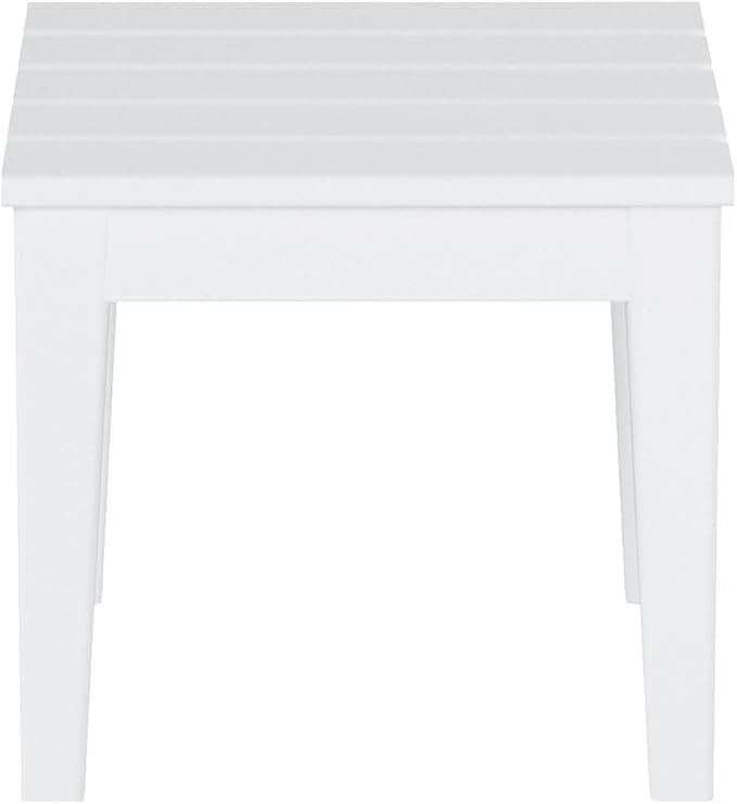 Costaelm Small Outdoor Side Table, Patio End Table Weather Resistant Outdoor Coffee Table, Square Conversation Table for Indoor, Porch, Balcony, Garden, Poolside, Deck, White