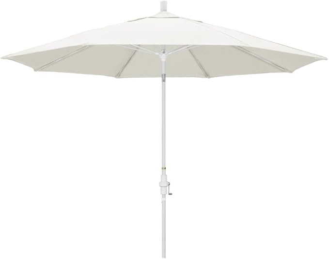 California Umbrella 11' Rd. Fiberglass Rib Patio Umbrella, Crank Lift, Collar Tilt, White Pole, Canvas (GSCUF118170-SA53-DWV)