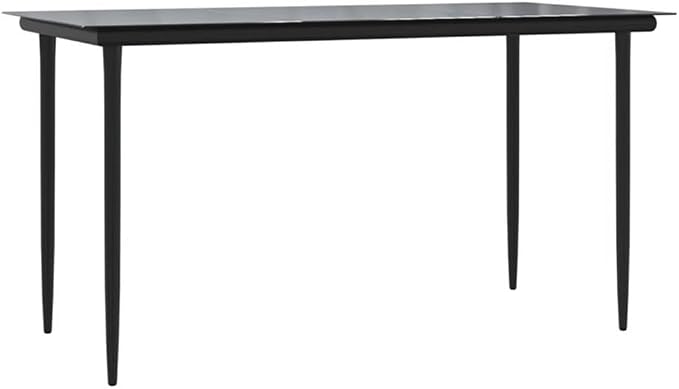 BOWERY HILL Contemporary 5 Piece Poly Rattan Patio Dining Set, Powder-Coated Metal Frame, Black Finish, UV-Resistant Cushions, Tempered Glass Tabletop, Outdoor Garden and Terrace Dining Use