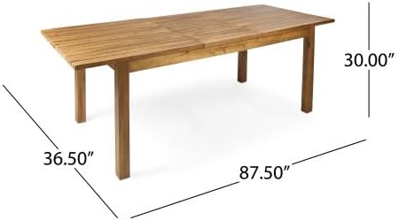 VilroCaz 7-Piece Patio Dining Set for 6, Acacia Wood Dinning Set with 67.75''- 87.25" Expandable Table, 6 Chairs and Cushions, All-Weather Outdoor Conversation Set for Garden Backyard (Teak-ex7)