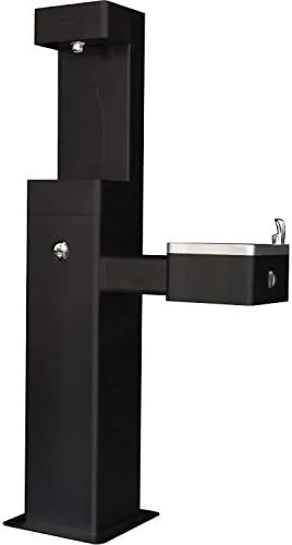 Global Industrial Outdoor Drinking Fountain with Bottle Filling Station, 30-7/8"W x 10-1/4"D x 60-1/4"H, 316 Stainless Steel with Black Powder Coat Finish