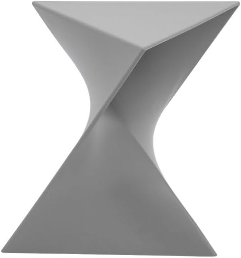 LeisureMod 15.75" Triangular Side Table, Stackable Plastic Accent End Table for Indoor & Outdoor Use, Weather-Resistant Modern Patio & Living Room Table, Set of 2, Grey