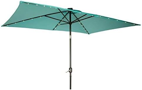Rectangular Solar Powered LED Lighted Patio Umbrella - 10' x 6.5' - By Trademark Innovations (Teal)