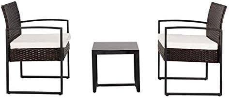 Brown Outdoor Patio Conversation Set Outdoor Wicker Chairs Set of 3, 1 Coffee Table Patio Rattan Dining Chairs Porch Chairs,Outdoor Patio Chairs, Seating for Garden, Backyard, Balcony 62 x 58 x 41cm