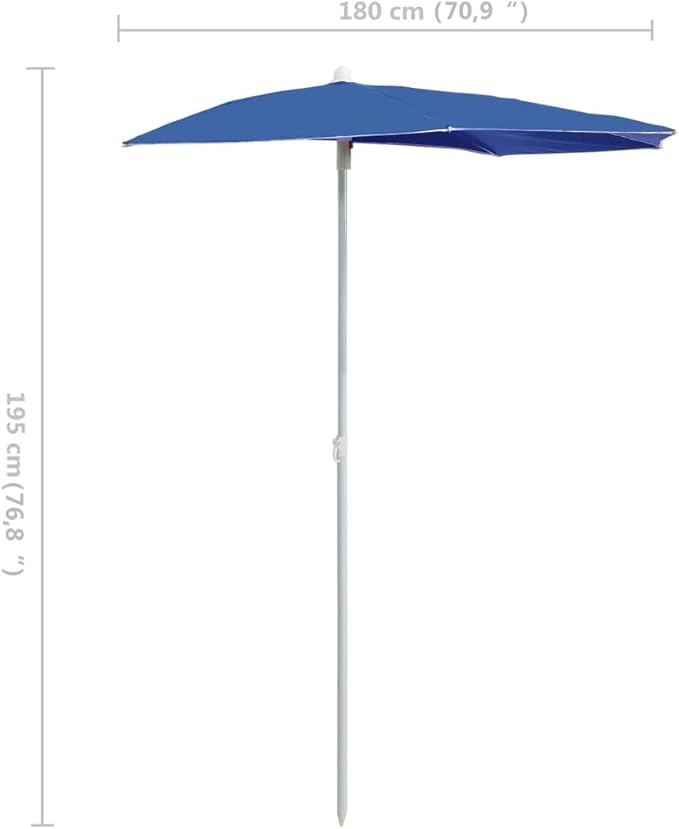 vidaXL Garden Half Parasol with Pole Outdoor Patio Sunshade Shelter Backyard