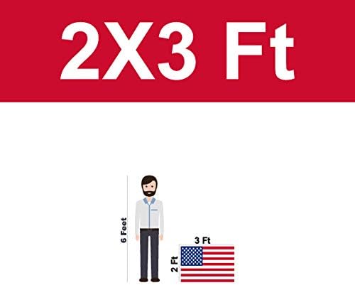 G128 - American USA US Flag 2x3 ft Deluxe Embroidered Stars Sewn Stripes Brass Grommets Durable Indoor Outdoor Use