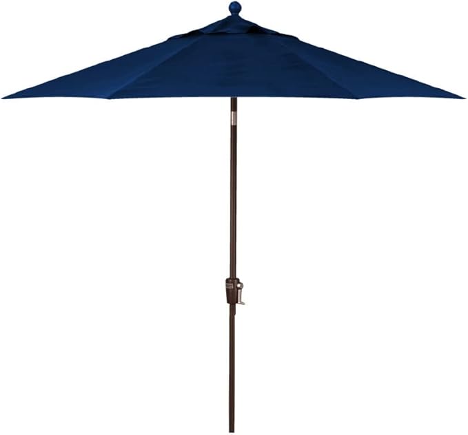 Treasure Garden 7.5ft Patio Umbrella – Outdoor Market Umbrella – Push Button Tilt – Bronze Aluminum Frame (O’bravia, Navy)