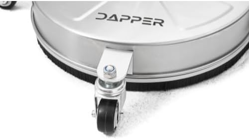 Dapper Supply 15 in. Pressure Washer Surface Cleaner in Stainless Steel w/Wheels, 4000 Max PSI, 3/8" Connector & 2 Extension Wands. Ideal for Driveways, Sidewalks, Patios, Decks