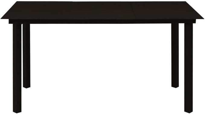 BOWERY HILL Outdoor Patio Dining Set, 7-Piece Black Glass and Powder-Coated Steel, PVC Rattan, Seats 6, Weather-Resistant Modern Garden and Terrace Furniture for Backyard Gatherings or Balcony