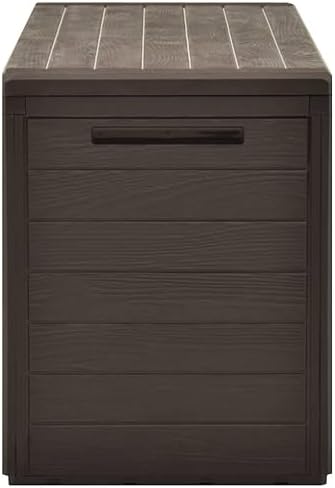 Deck Box, Outdoor Organizer Toolbox for Patio Lawn Poolside Backyard Garden, Indoor Storage Cabinet Lockable (Lock is not Included) - Brown - 116x44 cm