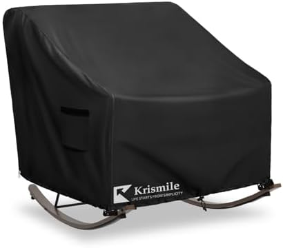 Outdoor Rocking Chair Cover, Heavy Duty Waterproof Papasan Chair Cover with Split Zipper, Easy to use, Black