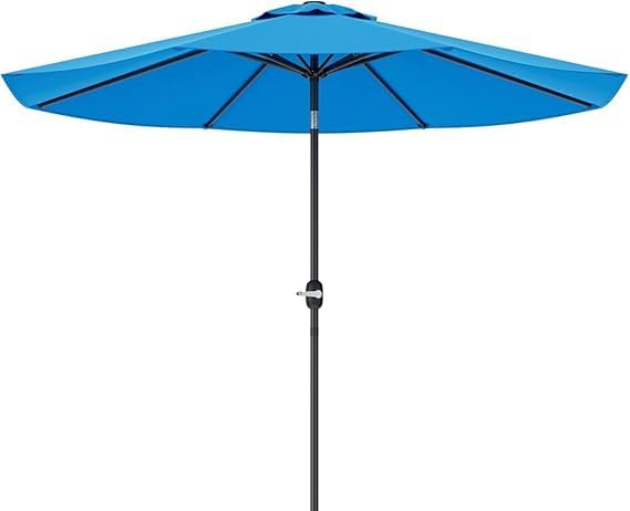 Greesum Patio Umbrella, Outdoor Table Umbrella with Push Button Tilt, Crank and 8 Sturdy Ribs