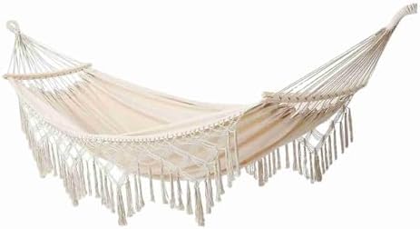 Hammock, Hammock Swing Outdoor Hammock Hanging Swing Swing Bed Double Deluxe Hammock Hamacas for Indoor Outdoor Patio Yard Garden (White)