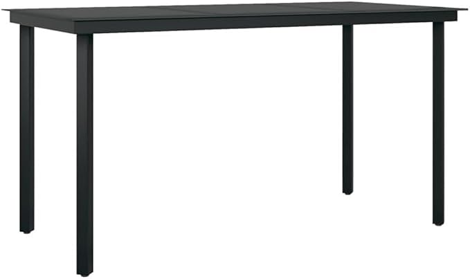 BOWERY HILL Contemporary 5 Piece Dining Set, Powder-Coated Steel Frame, Black Finish, Poly Rattan Accents, 55.1 in Table, UV-Resistant Materials, Lightweight Design, Outdoor Patio Garden Furniture