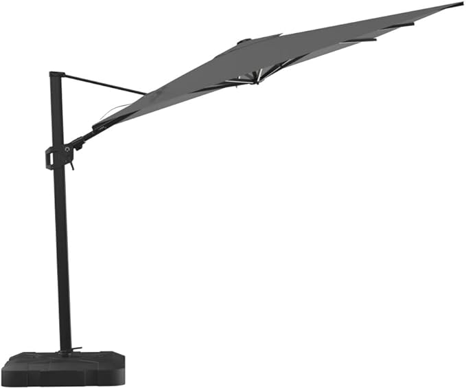 Midtown Umbrellas 9x9 Ft Outdoor Cantilever Patio Umbrella w/Sunbrella Canvas Teal Fabric - Tilt 360° Rotate Offset Patio, Deck Patio, Backyard & Garden - Black Frame