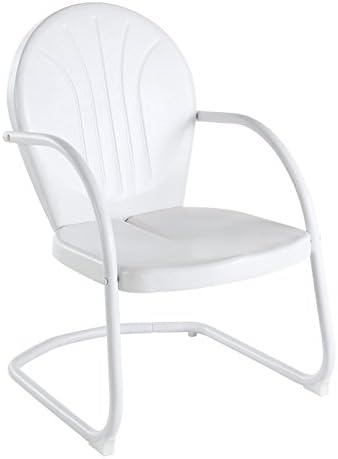 Crosley Furniture Griffith 5-Piece Outdoor Dining Set for 4, Retro Metal Round Patio Table and Chairs, White
