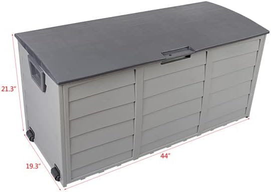 75Gal 260L Outdoor Plastic Storage Deck Box, Weatherproof UV Resistant Lockable Patio Storage Chest with Wheels and Molded Handles, Tool-Free Assembly Multipurpose Container for Garden Tools Toys Cush