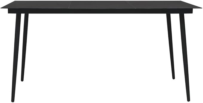 Afuera Living 7-Piece Patio Dining Set, Rectangular Black Glass Table, Powder-Coated Steel Frame, Weather-Resistant Modern Outdoor Furniture with 6 Chairs, Comfortable Seating for Garden or Terrace