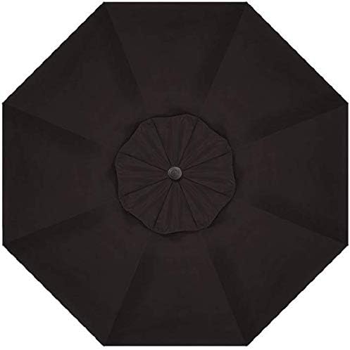 Treasure Garden Octagonal 9 ft Patio Umbrella - Outdoor Furniture Table Umbrella – Push-Button Tilt – Black Aluminum Frame (Obravia, Black)
