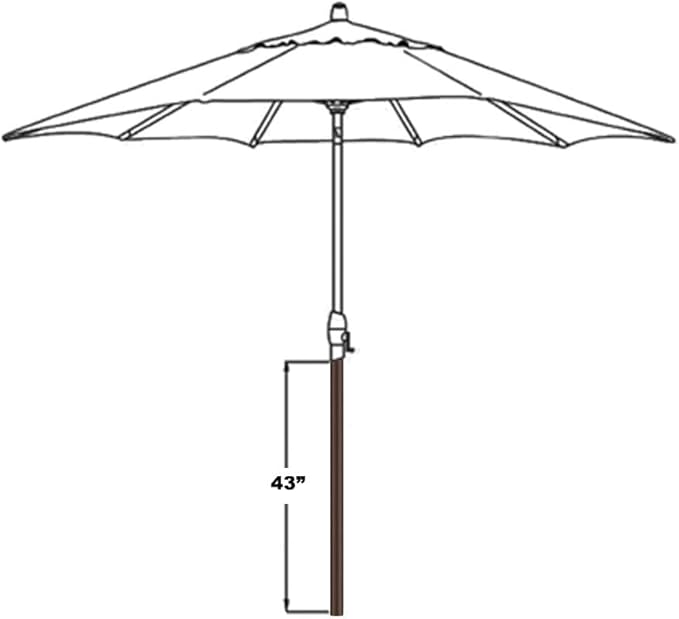 BELLRINO 43 Inch Bottom Pole (Replacement) for 9-Foot Patio Umbrella (Bronze)