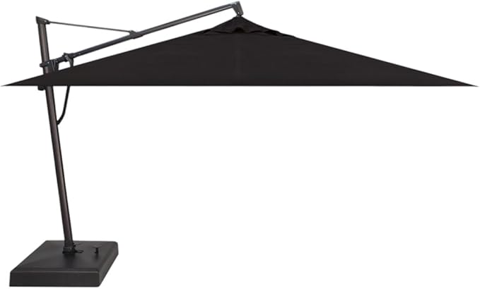 Treasure Garden AKZ PLUS Cantilever Umbrella 10'x13' Rectangular Sunbrella Black Canopy and Black Frame with Rolling Base