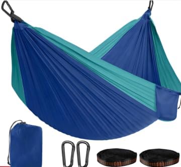 Adult Double Camping Hammock, 10ft x 6.5ft (300x200cm), Orange and Gray, 210T Nylon, 500 Lbs Weight Capacity, Portable with Storage Bag, d-Rings & Wide Straps, Breathable & Durable for Outdoor, Campin