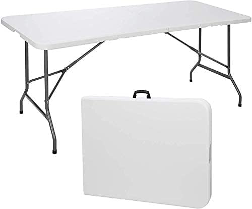 6ft Folding Table White Plastic Folding Table Portable Long Foldable Tables Indoor Outdoor Picnic Camping Fold Table 6 Foot Party Table (4ft, 6ft, 8ft)