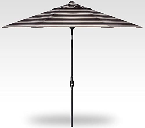 Treasure Garden Deluxe Auto-Glide Tilt Market Umbrella, 9ft - Outdoor Patio, Deck, Pool, Backyard Stand Alone Umbrella - Octagon, Heavy Duty w/Black Frame & Obravia2 Fabric (Stone Stripe)