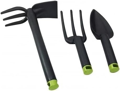 Garden Hand Tool Set 3 Piece - Gardening Kit - Cultivator, Hand Trowel, Hoe and Hand Tiller, Outdoor Gardening Tools Lightweight and Durable