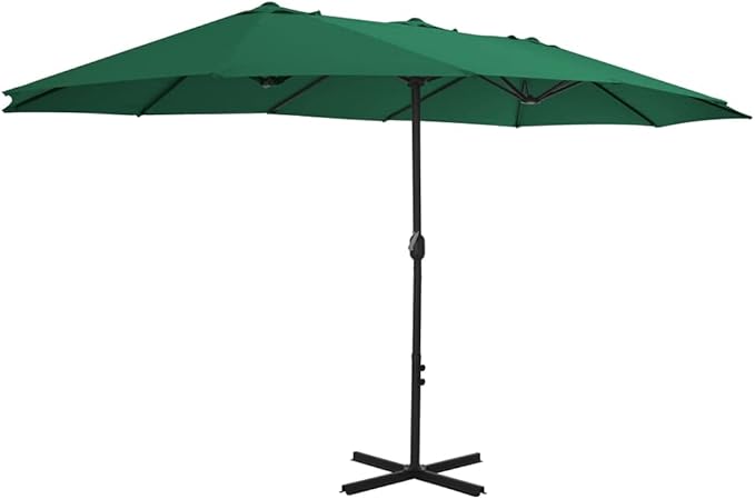 Large Outdoor Patio Umbrella 181.1x106.3 Inch Green Sun Shade with Aluminum Pole UV Protective Fabric Crank Mechanism for Garden Pool Beach Backyard