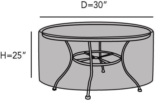 Covermates Elite Outdoor Round Dining Table Cover – All-Weather Water-Resistant Polyester, Mesh Ventilation, Adjustable Drawcord & Buckle Straps for Patio Furniture, 30DIAMETER x 25H, Black
