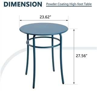 Morden 27.5'' Height Round Outdoor Patio Side Table Set of 2, Metal End Table for Patio Bistro Pub, Blue