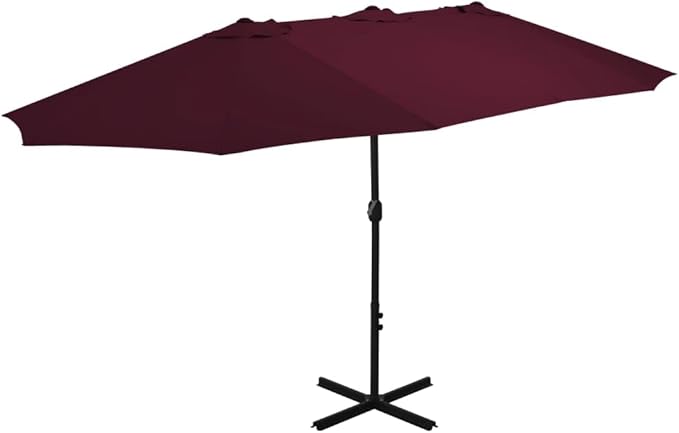 Large Outdoor Patio Umbrella 181.1"x106.3" Bordeaux Red Aluminum Pole with Crank Mechanism, UV Protective Sun Shade for Garden Pool Beach Backyard