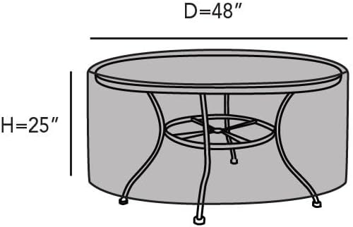 Covermates Elite Outdoor Round Dining Table Cover – All-Weather Water-Resistant Polyester, Mesh Ventilation, Adjustable Drawcord & Buckle Straps for Patio Furniture, 48DIAMETER x 25H, Charcoal