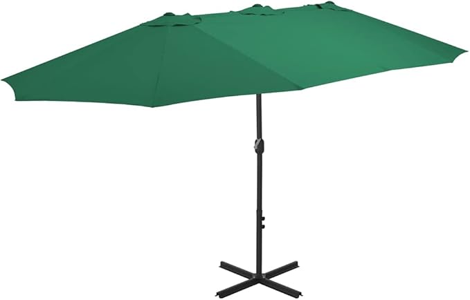 Large Outdoor Patio Umbrella 181.1x106.3 Inch Green Sun Shade with Aluminum Pole UV Protective Fabric Crank Mechanism for Garden Pool Beach Backyard