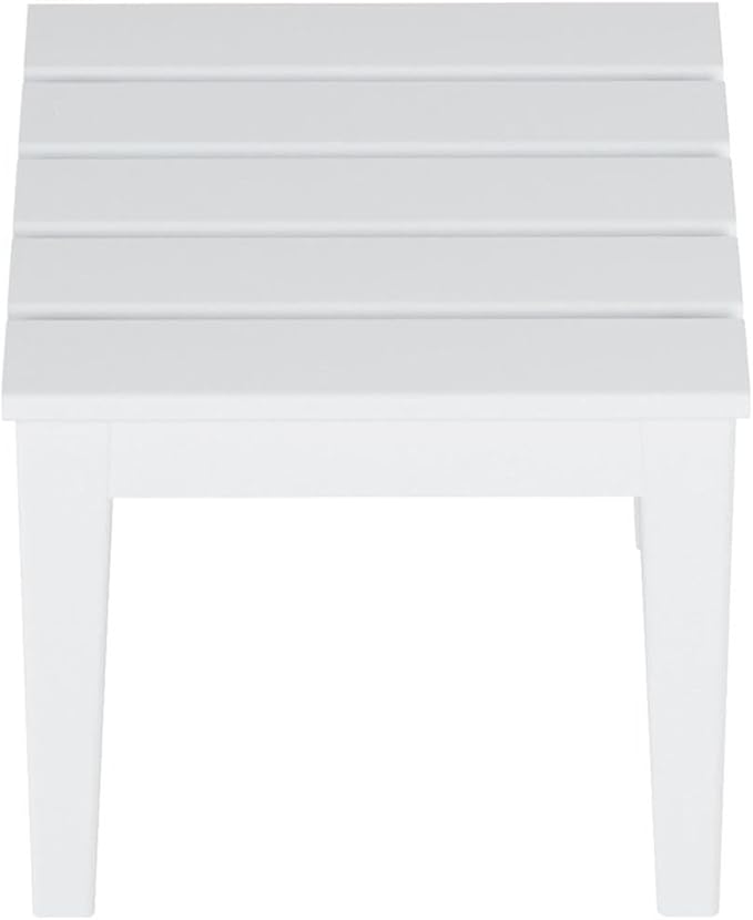 Costaelm Small Outdoor Side Table, Patio End Table Weather Resistant Outdoor Coffee Table, Square Conversation Table for Indoor, Porch, Balcony, Garden, Poolside, Deck, White
