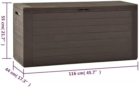 Deck Box, Outdoor Organizer Toolbox for Patio Lawn Poolside Backyard Garden, Indoor Storage Cabinet Lockable (Lock is not Included) - Brown - 116x44 cm