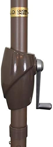 California Umbrella 9' Round Aluminum Market Umbrella, Crank Lift, Push Button Tilt, White Pole, Cilantro