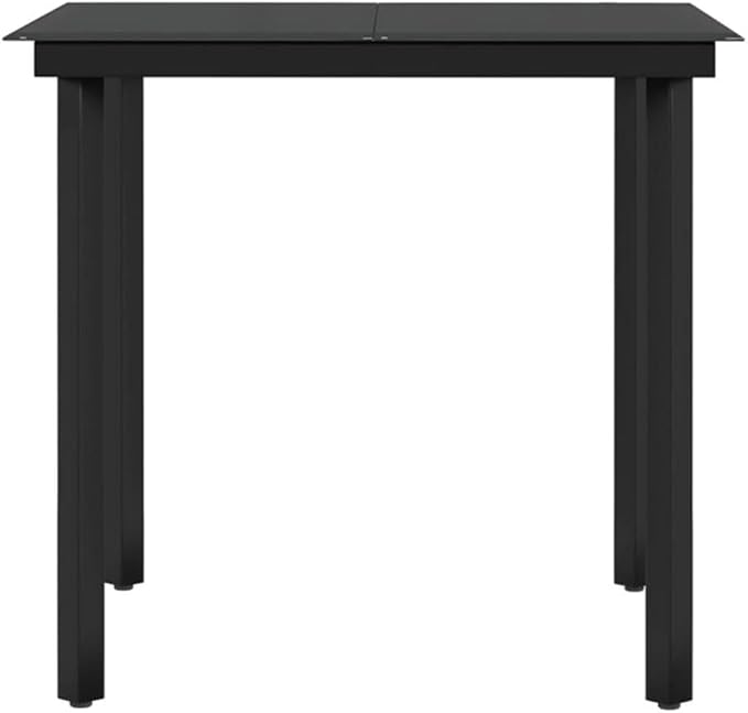 BOWERY HILL 5-Piece Patio Dining Set, 31.5 in Square Table with 4 Chairs, Black Poly Rattan and Powder-Coated Steel, Removable Cushions, Compact Weather-Resistant Garden Furniture for Outdoor Terrace