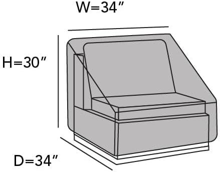 Covermates Elite Outdoor Sectional Armless Chair Cover – Water-Resistant 300D Polyester Patio & Garden Chair Protection with Drawcord Hem, Buckle Straps & Mesh Vents, 34W x 34D x 30H, Charcoal