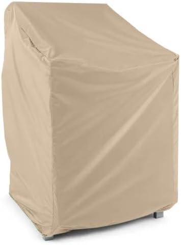 Covermates Stacking Chair Cover - Light Weight Material, Weather Resistant, Elastic Hem, Seating and Chair Covers, 28W x 34D x 52H, Classic Tan