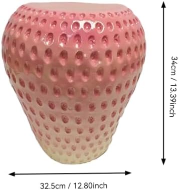 13.4" Oversized Resin Side Table, Strawberry Pink Fruit Stool Indoor Outdoor Plant Stand Statue Table, Waterproof Garden Decoration, Multi-Purpose Kids Seat Patio Furniture (Strawberry Pink)