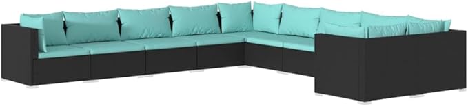 10 Piece Patio Lounge Set with Cushion, Furniture Conversation Sets Outdoor Patio Sectional Piece Patio Set Patio Lounge Set s Poly Rattan Black
